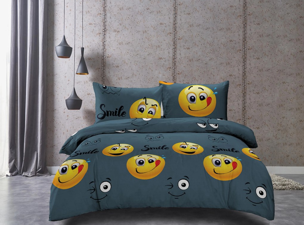 Mikroszálas ágyneműhuzat EMOJI KINYÚJTOTT nyelvvel szürke Ágyneműhuzat mérete: 70 x 90 cm | 140 x 200 cm