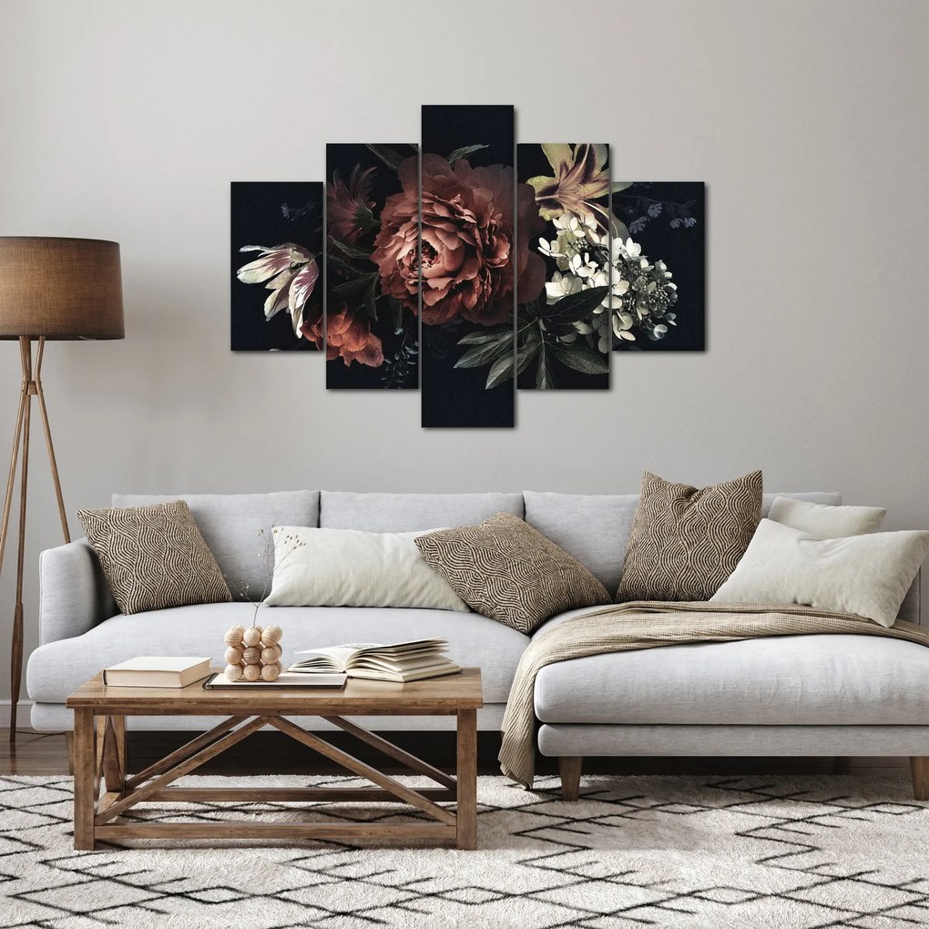 Kép - sötét virágok (150x105 cm)