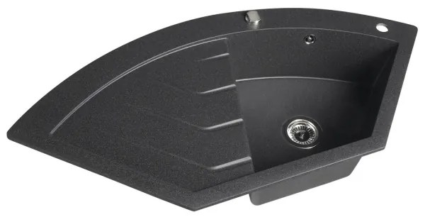 Sapho - sarokkonyhai mosogató 114x57,5 cm gránit/fekete