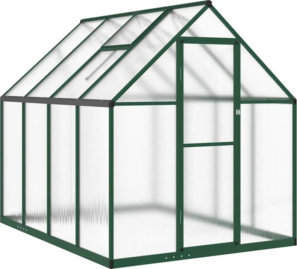 vidaXL zöld alumínium melegház alapvázzal 224 x 169 x 195 cm