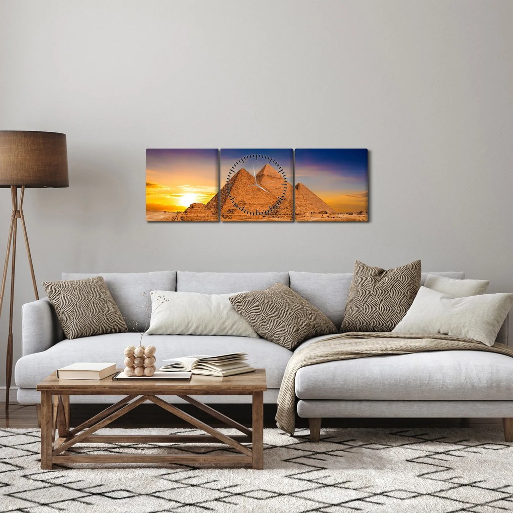 Kép - Egyiptomi piramisok (órával) (90x30 cm)
