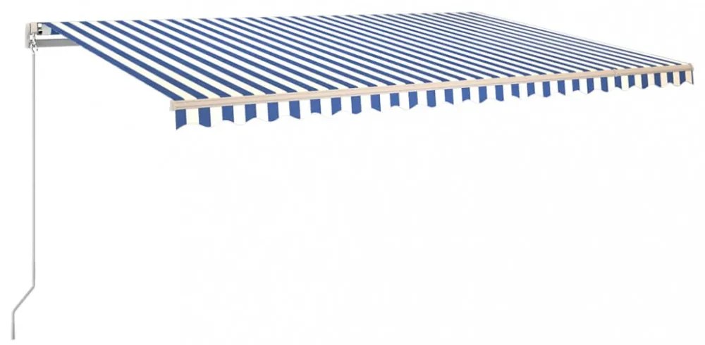 kék és fehér kézzel kihúzható LED-es napellenző 500 x 350 cm