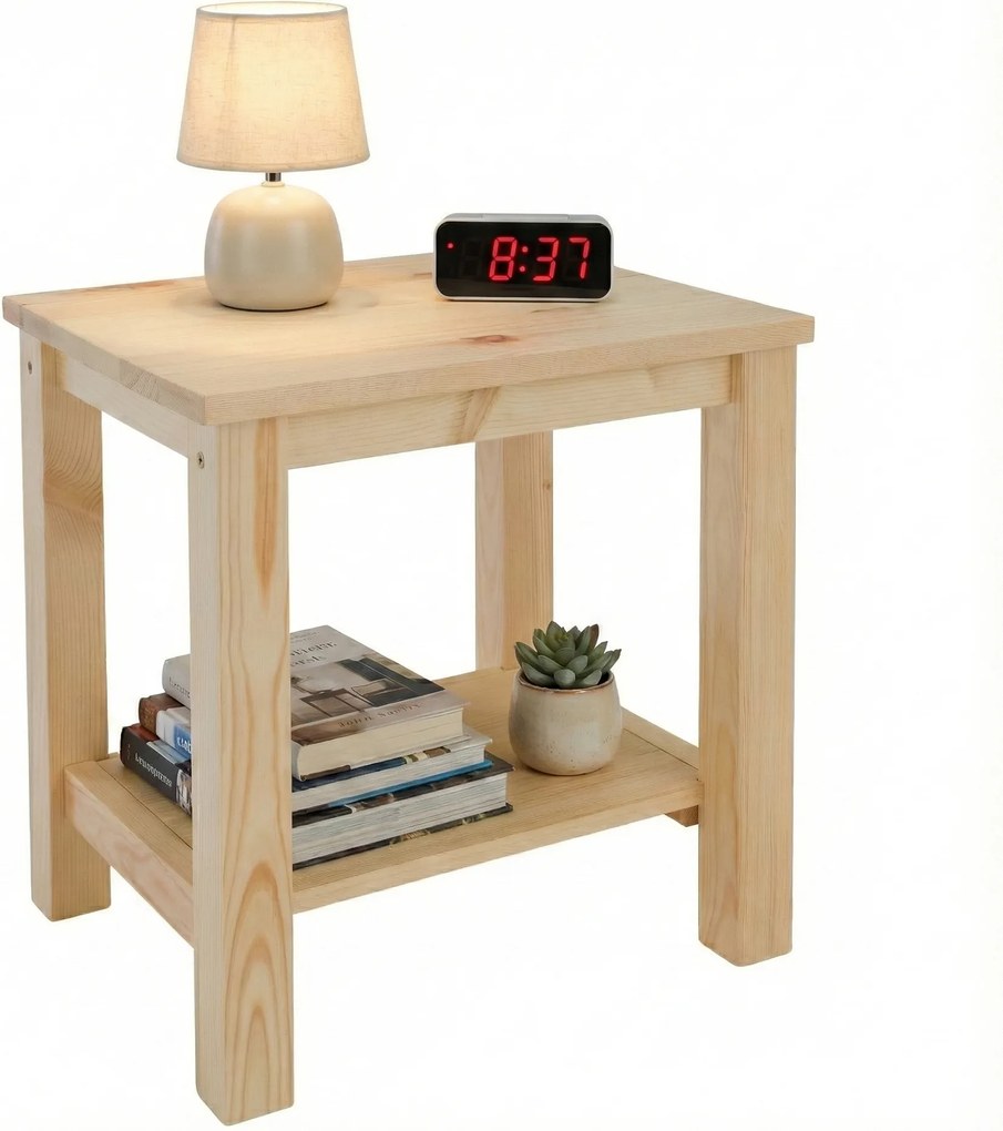 Éjjeliszekrény, masszív/természetes, FOSIL