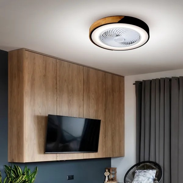 Brilagi-LED Fényerőszabályozható lámpa ventilátorral LED/30W/230V 3000-6500K fekete/tölgy +távirányító
