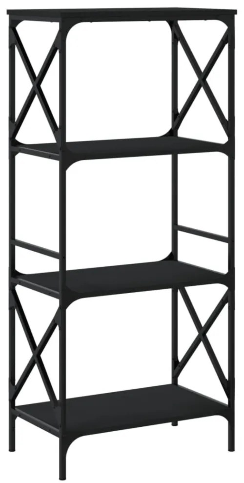4 szintes fekete szerelt fa könyvespolc 59 x 35 x 132 cm