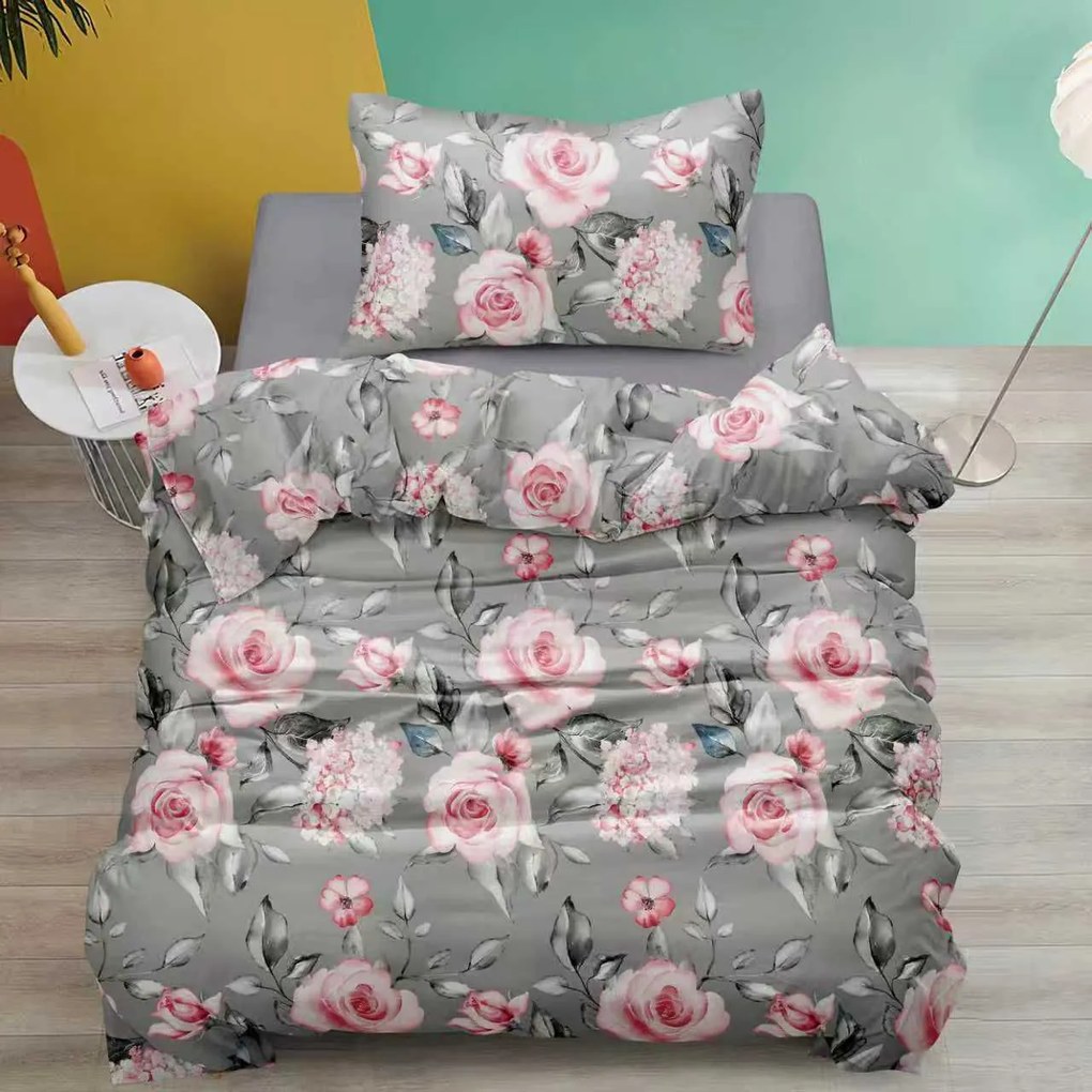 Pamut ágyneműhuzat MELAROSEA szürke Ágyneműhuzat mérete: 70 x 90 cm | 140 x 200 cm