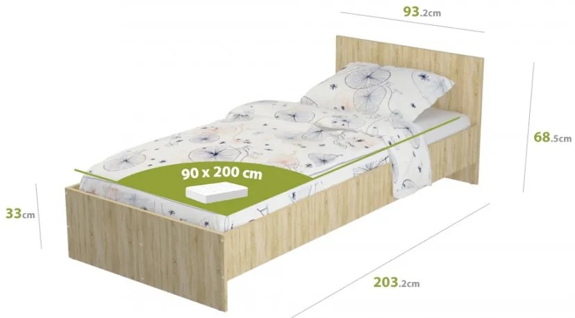 PIETRO ágykeret 90x200 sonoma N