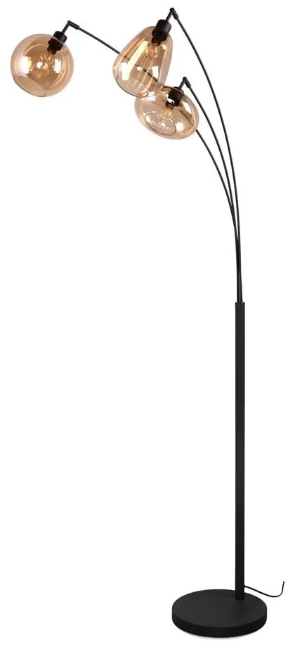 Fekete-narancssárga állólámpa üveg búrával (magasság 200 cm) Lumina – Trio