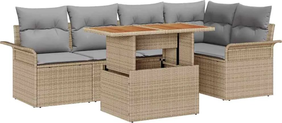 vidaXL Kerti Kanapé Szett párnával 6 pcs bézs és világosszürke