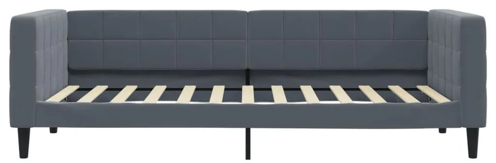 sötétszürke kihúzható bársony heverő fiókkal 100 x 200 cm