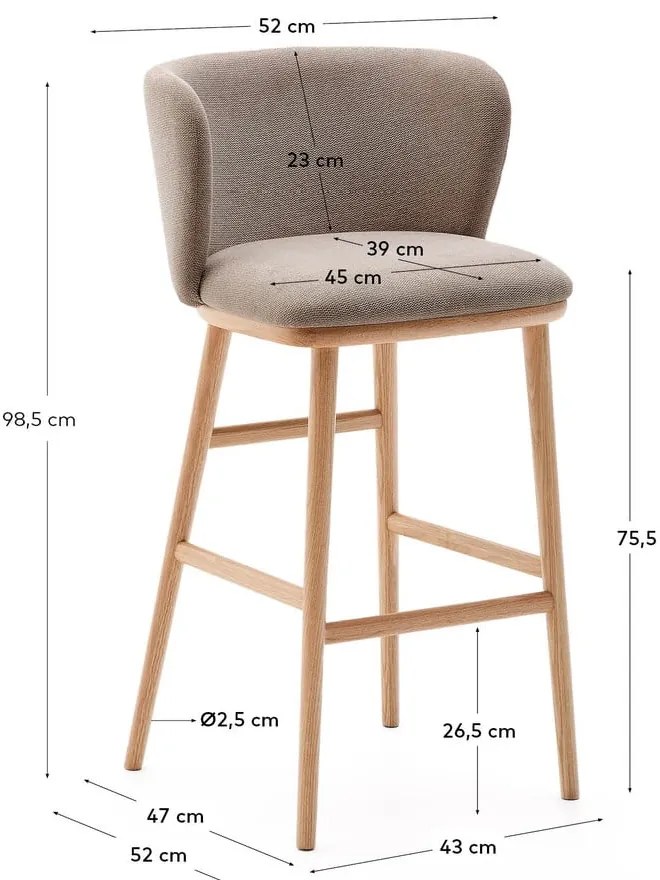 Világosbarna bárszék (ülésmagasság 75,5 cm) Ciselia – Kave Home