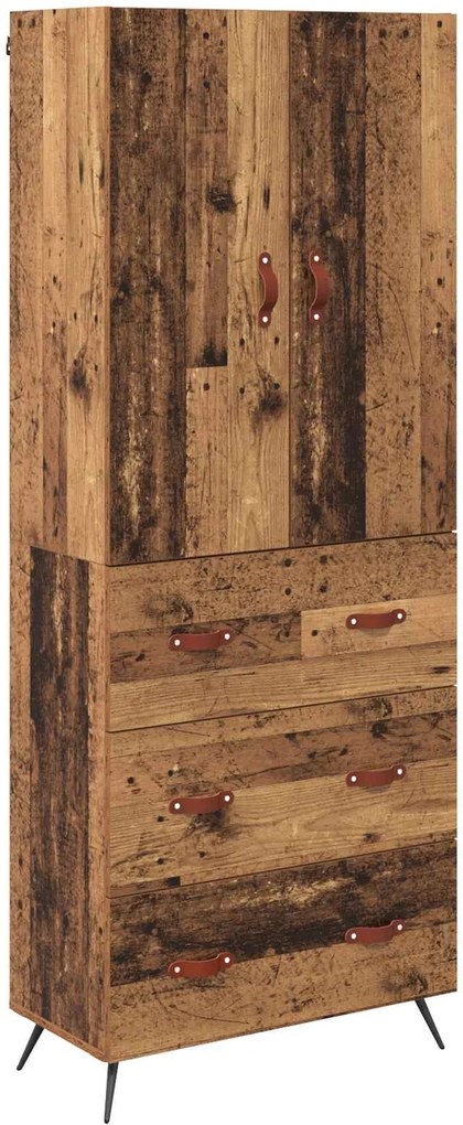 vidaXL Magasfiú Falra szerelhető Öreg fa 69,5 x 34 x 180 cm Faanyag