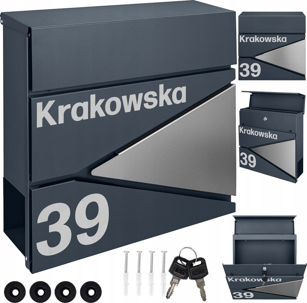 Postaláda Antracit Házszám Utca Nagy A4 Újságtartó