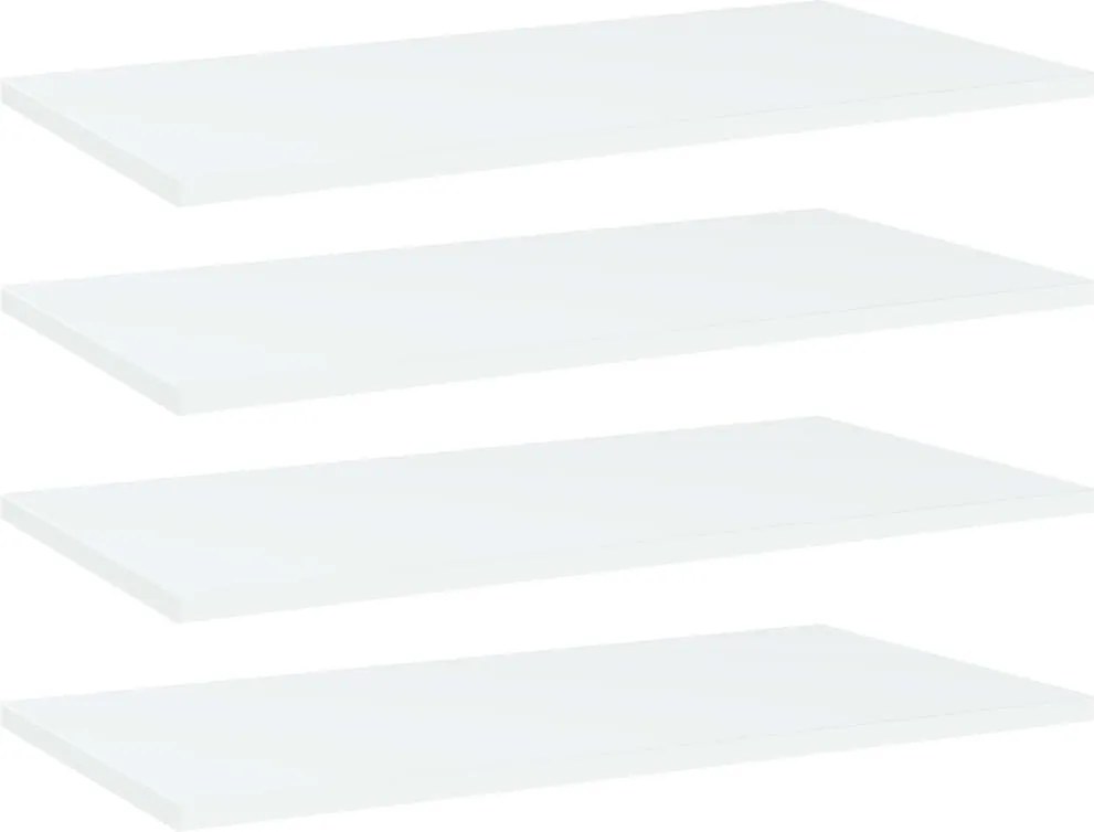 vidaXL 4 db fehér forgácslap könyvespolc 60 x 30 x 1,5 cm