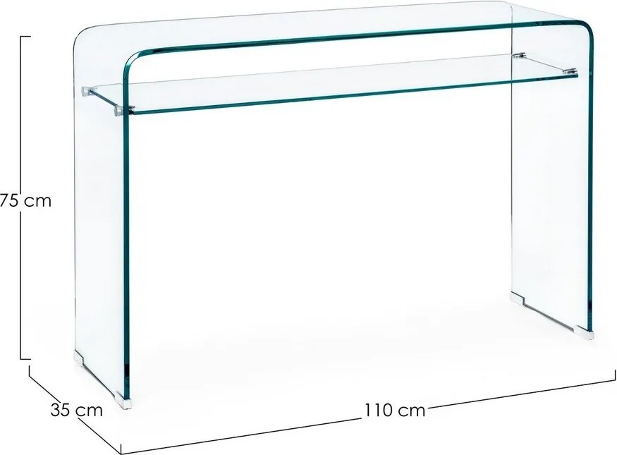 Üveg konzolasztal 35x110 cm Iride – Bizzotto