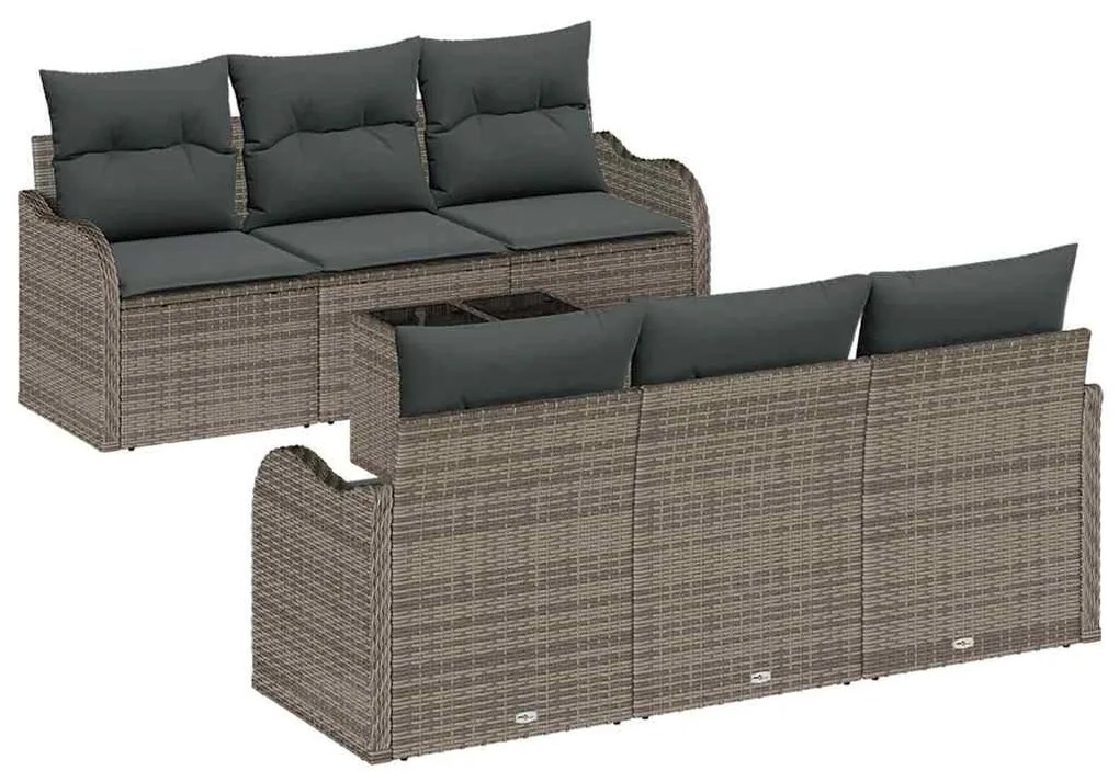 Kerti Kanapé Szett 7 pcs Szürke 55 x 55 x 37 cm Poli rattan