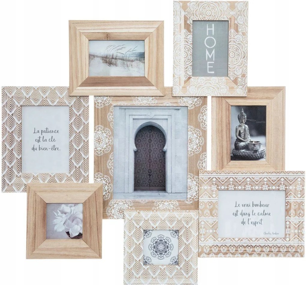 Fa képkeret fotókeret Boho 8 kép