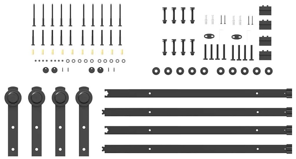 fekete acél tolóajtó fémszerelék készlet 183 cm