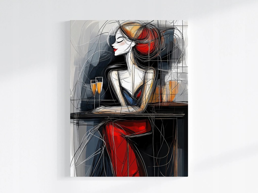 Poszter Portré Nő Pezsgő Találkozás Art Deco 75x100