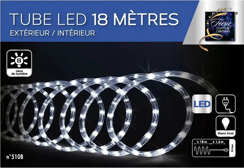 Kültéri Fényfüzér Spirál Alakú Hideg Fehér 324 Led 1,2 M