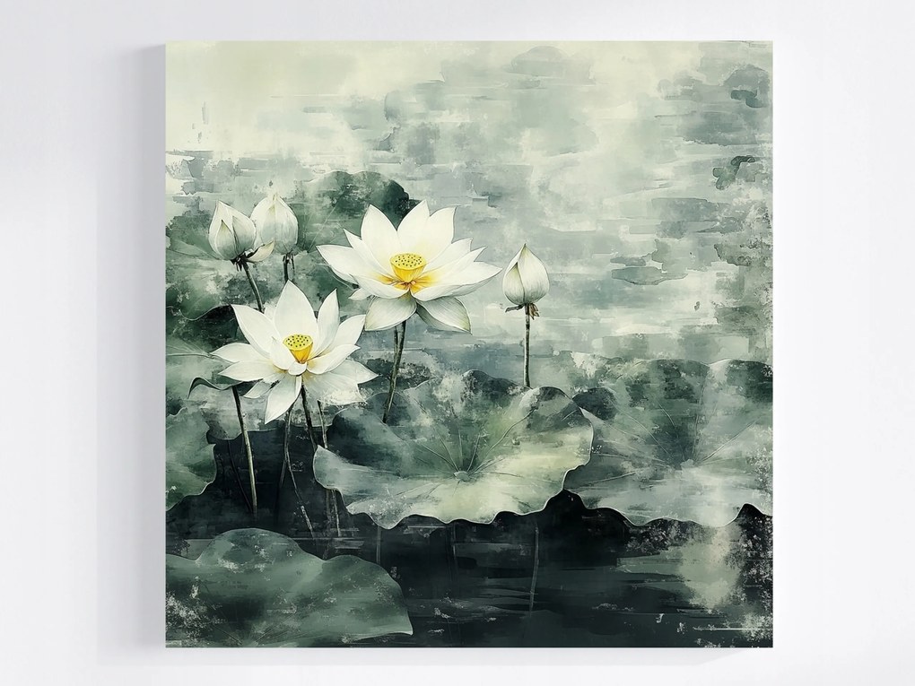 Vászonkép Canvas Grafika Természet Virágok Fehér Lótusz 40x40