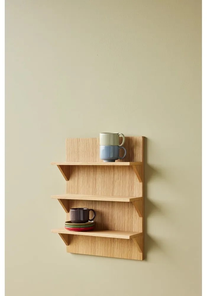 Natúr színű többszintes fali polc tölgyfa dekorral 40 cm Straight – Hübsch