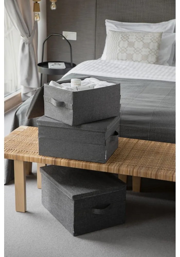 Szürke fedeles textil tárolódoboz 35x19x26 cm Soft Storage – Bigso Box of Sweden