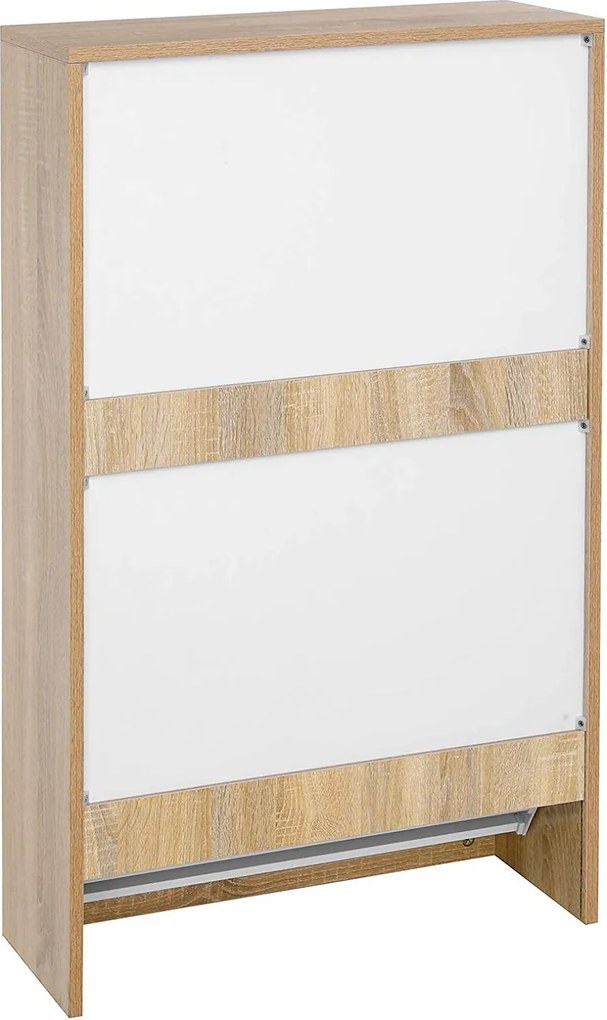 Cipős szekrény, három polcos cipőtartó 2 ajtóval fehér-natúr