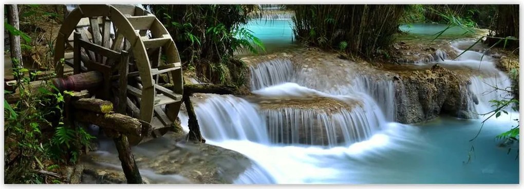 Fotótapéták 624x219 Fa malom a folyón