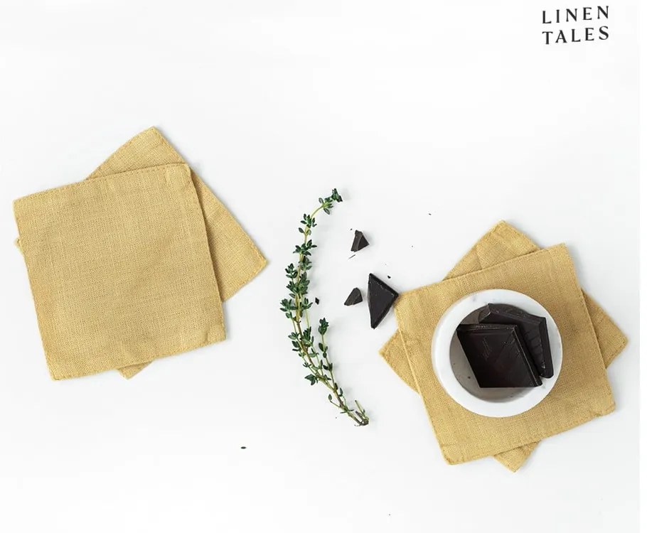 Sárga textil poháralátét szett 4 db-os – Linen Tales