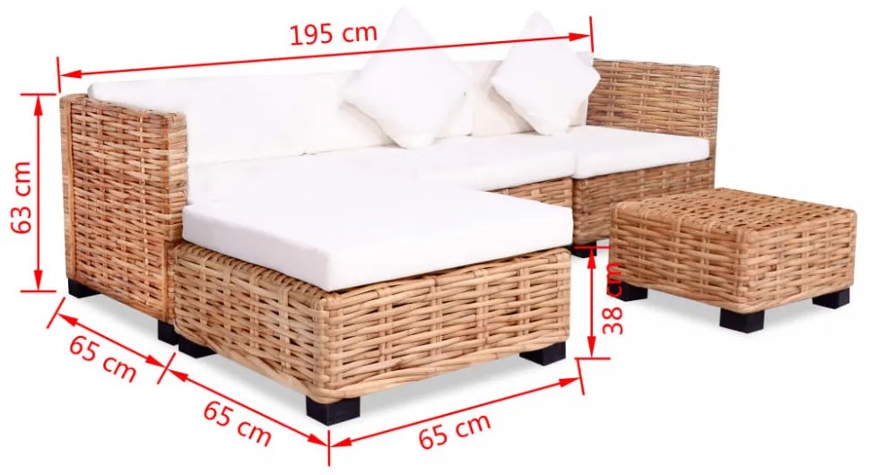14 részes természetes rattan kanapészett