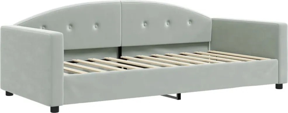 vidaXL világosszürke bársony kanapéágy 90 x 200 cm