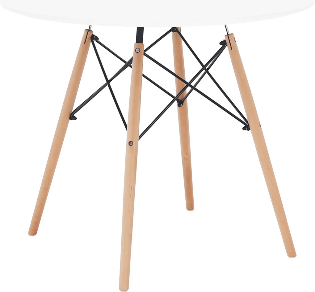 Étkezőasztal, fehér/bükk, átmérő 90 cm, GAMIN 2 NEW 90