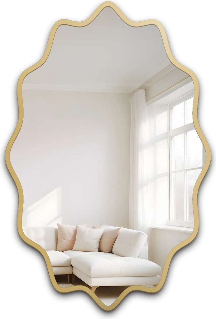 Aquarelle Elva 60x90 hullámos arany keretes tükör előszobába