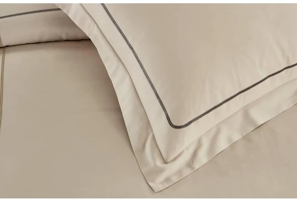 Bézs hatrészes kétszemélyes-hosszabbított renforcé pamut ágyneműhuzat lepedővel 240x220 cm Calm of Lines – Mila Home Luxury