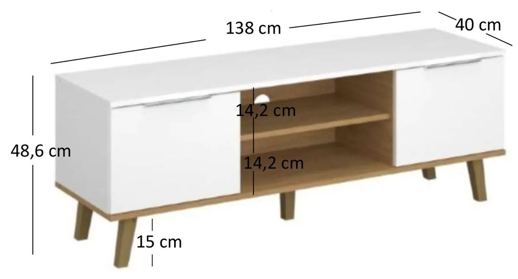 TV asztal Nickole (fehér + kőtölgy). 1053085