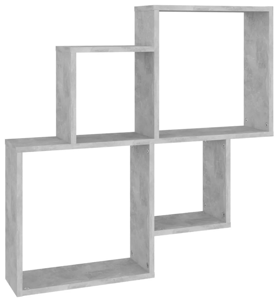 betonszürke szerelt fa szögletes fali polc 80 x 15 x 78,5 cm
