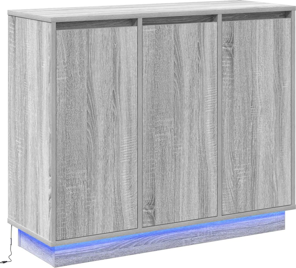 vidaXL LED tálaló Szürke Sonoma 90 x 32 x 75 cm Faanyag