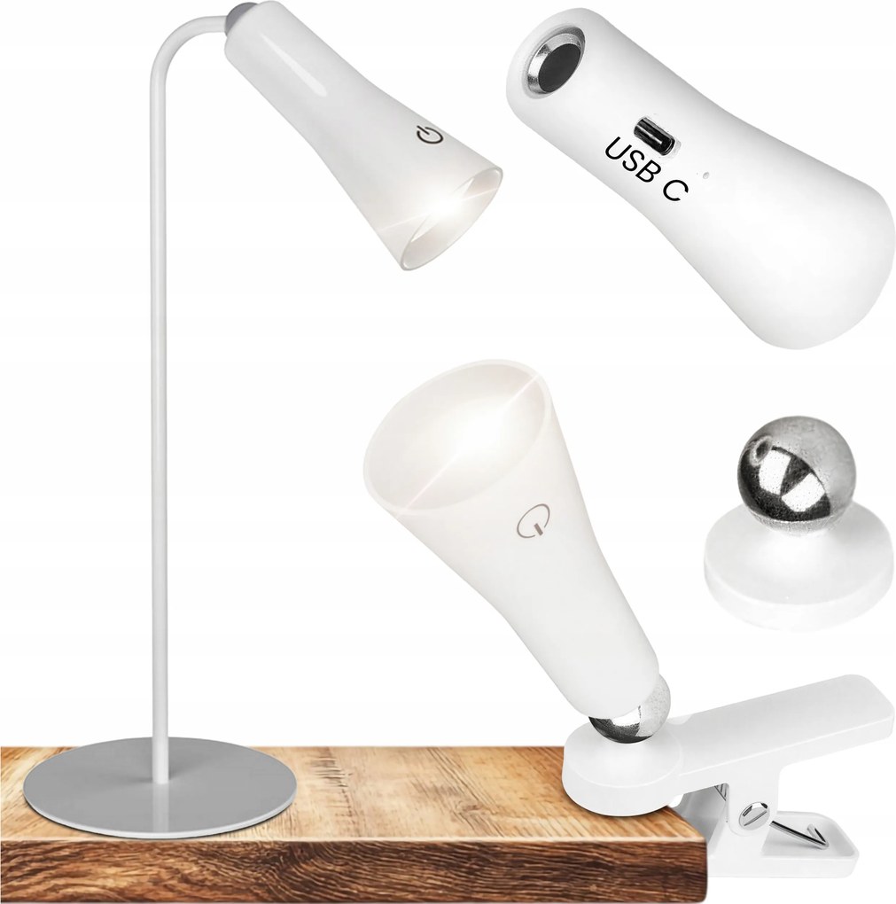 Hordozható lámpa 3az1ben asztali klip állítható kézi zseblámpa a játék tanulásához