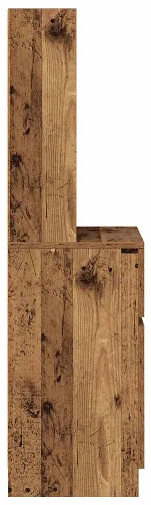 antik fa színű szerelt fa éjjeliszekrény 39x35x125 cm