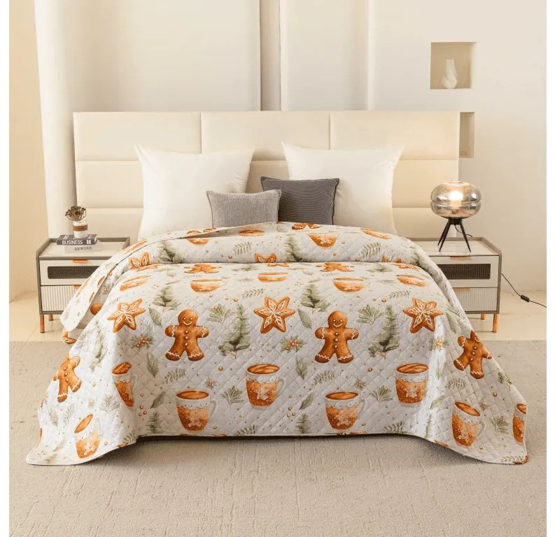 Ágytakaró WINTER GINGERMAN fehér Méret: 170 x 210 cm