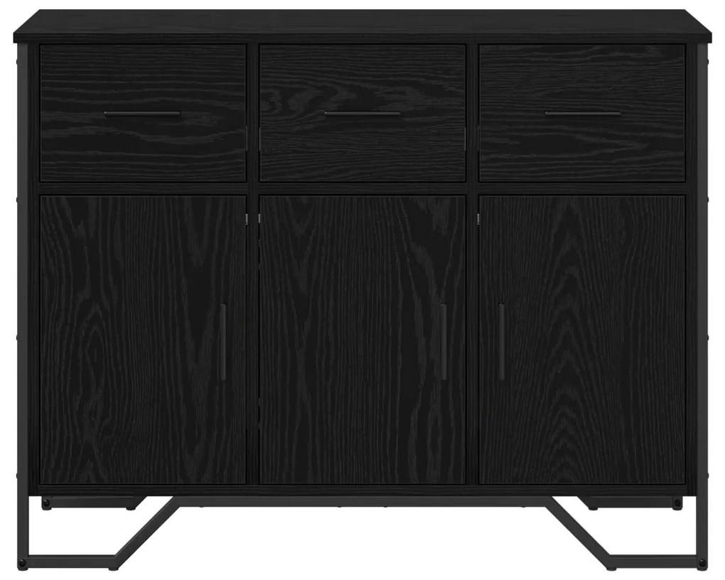 Oldalszekrény Fekete tölgy 97x32.5x74.5 cm Engineered Wood