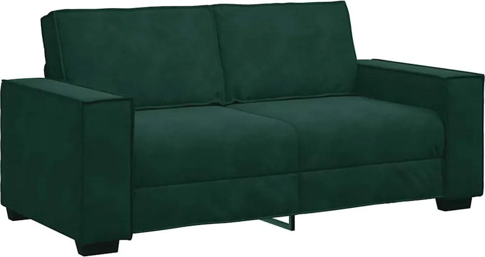 vidaXL kétszemélyes sötétzöld bársony kanapé 180x78x84 cm