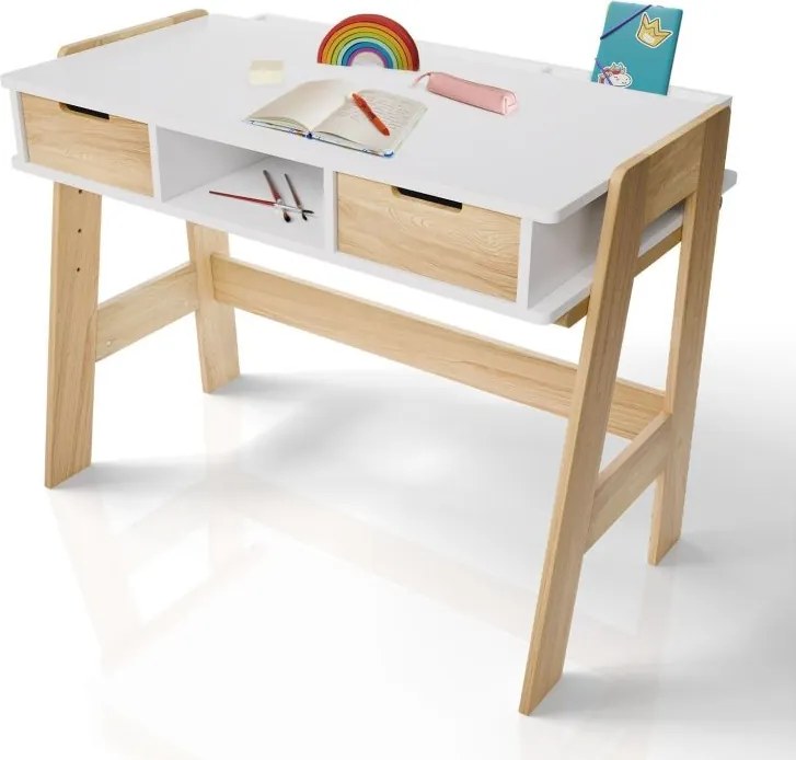 Gyerek íróasztal  magasságban állítható tárolóhellyel fehér