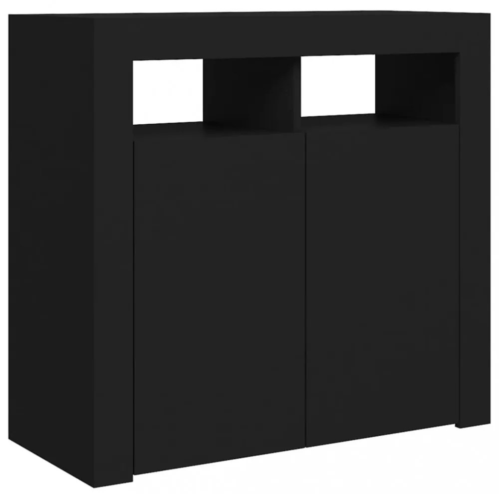 fekete tálalószekrény LED-világítással 80 x 35 x 75 cm