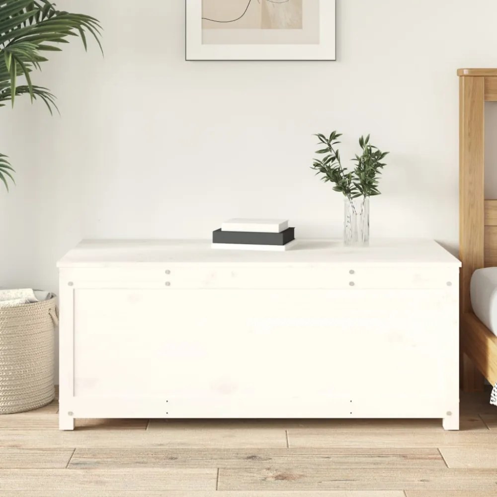 fehér tömör fenyőfa tárolóláda 110x50x45,5 cm