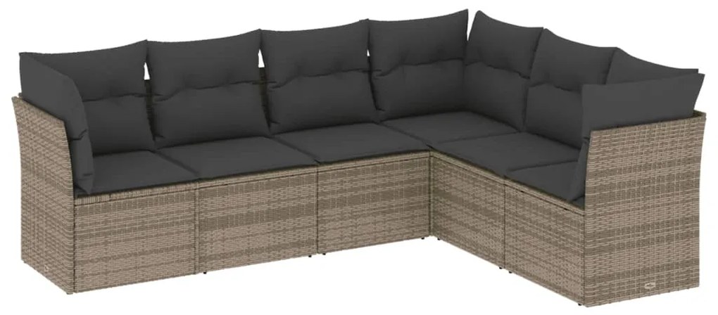 6 részes szürke polyrattan kerti ülőgarnitúra párnákkal