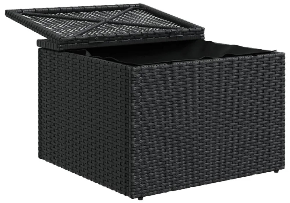 fekete polyrattan kerti szék párnával 55 x 55 x 37 cm