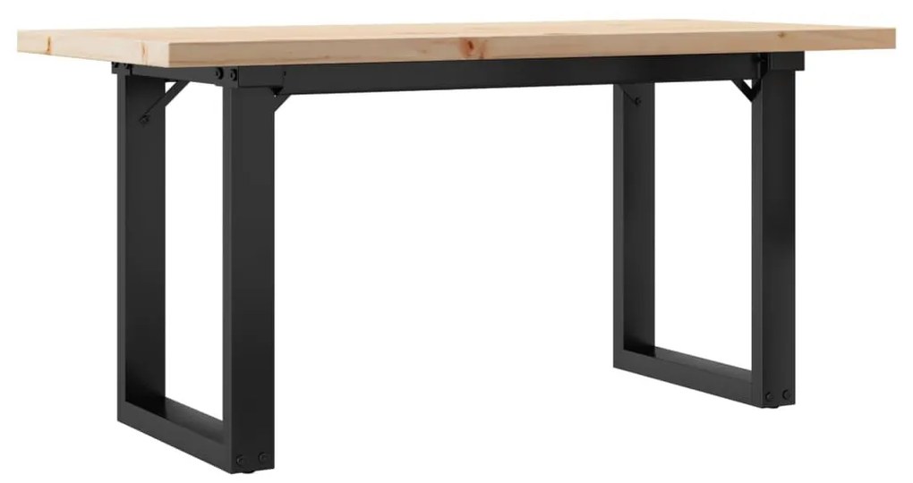 tömör fenyőfa és öntöttvas O-vázú dohányzóasztal 90x40x45,5 cm