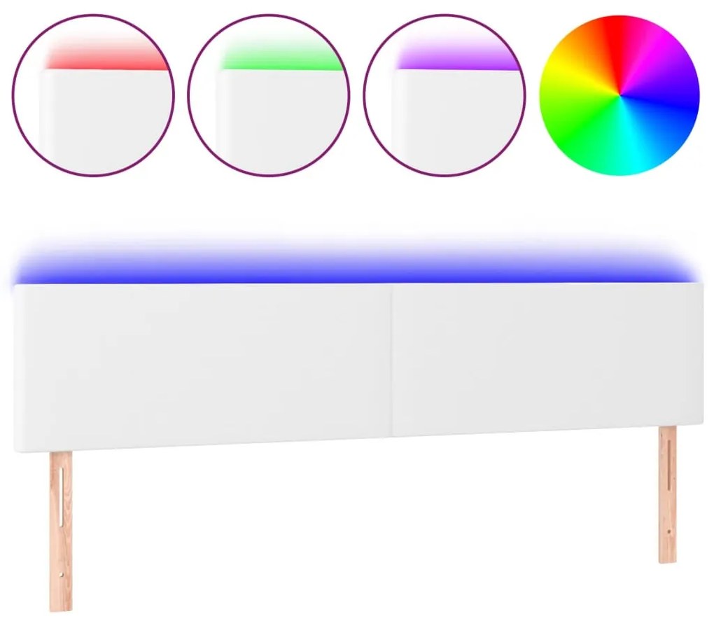 fehér műbőr LED-es fejtámla 160 x 5 x 78/88 cm